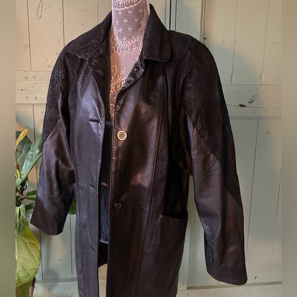 Gorgeous Jacqueline Ferrar Black Leather Trench Coat  - Size Small - Picture 3 of 16